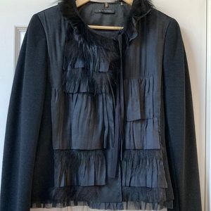 Elie Tahari completely lined jacket with fur on the collar and on the front